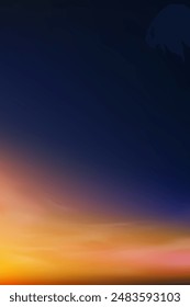 Sunset Sky Background,Sunrise with Yellow,Orange,Purple,Blue Sky,Nature Landscape Dramatic Golden Hour with twilight Sky in Evening after Sun Dawn,Vector Gradient Horizon Spring sundown by Sea Beach