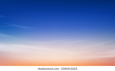 Sunset Sky Hintergrund, Sonnenaufgang mit Gelb, Rosa, Orange, Blauer Himmel, Naturlandschaft Goldene Stunde mit Dämmerdusk Himmel am Abend nach Sonnendämmerung, Vector Horizon Banner Sunset für Vier Jahreszeiten Konzept