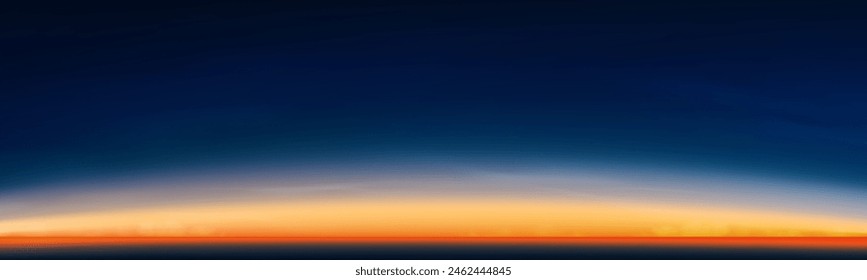 Sunset Sky Blue Background,Sunrise cloud Orange,Yellow,Red in morning Summer,Vector Autumn Sunlight over sea beach,Nature landscape Sky field in evening.Winter cartoon illustration Horizon sundown 