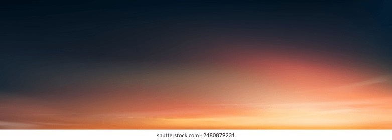 Sunset Sky Blue,Cloud Background,Sunrise by Beach with Orange,Pink,Yellow.Nature Landscape Dramatic Golden Hour with twilight Sky in Evening after Sun Dawn,Horizon Banner Sunlight in Autumn,Winter 