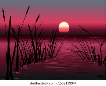 sunset sky by the lake