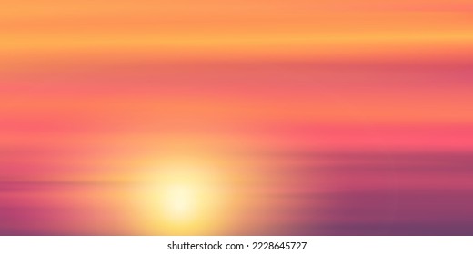 Sunset sky with cloud in Orange,Yellow,Pink,Purple color, Dramatic twilight landscape with Sunrise in Morning,Vector horizon beautiful nanture Idyllic dusk sky in Autumn,Winter evening