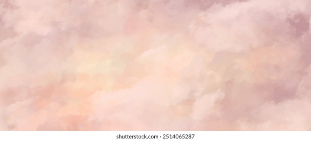 Sonnenuntergang Himmel und Wolken in Aquarell. Abstrakter Vektorkunst-Hintergrund. Himmel. Handgezeichnete Aquarell-Vektortextur für Flyer, Einladungskarten, Poster, Banner, Cover-Design.