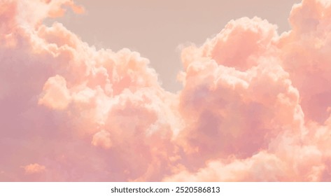Sunset sky and clouds in watercolor style. Abstract vector art background. Heaven. Hand drawn watercolor vector texture for flyers, invitation cards, poster, banner, cover design.