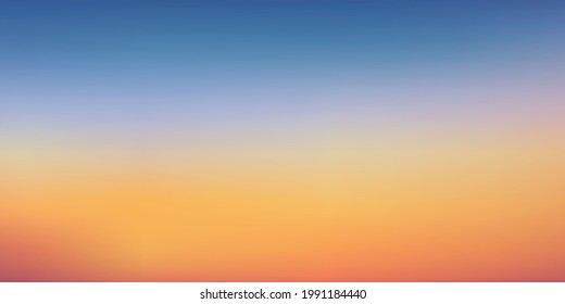 Sunset sky in evening and orange  yellow   blue colour  Dramatic twilight landscape and dark blue sky Vector mesh horizon banner sunrise for Spring Summer background  Panorama natural 