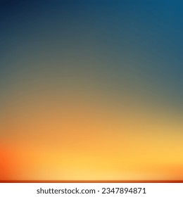 Sunset sky in evening with orange, yellow and purple colour,Twilight Skylandscape by the sea,Vectorhorizon banner of sunrise for Spring or Summer background, Panorama natural 