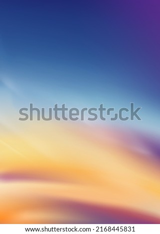 Sunset sky in evening with orange,yellow,purple colour, Dramatic twilight landscape duck sky with blue colour,Vector vertical banner romantic sunrise for Spring or Summer background, Panorama natural 