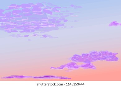 Sunset sky with high spindrift clouds, vector illustration
