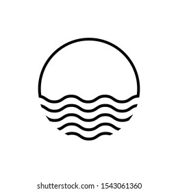 Sunset sky linear icon. Vacation concept. Landscape design. Summer graphic. Sunrise sunset logotype. Isolated vector sign symbol. EPS 10