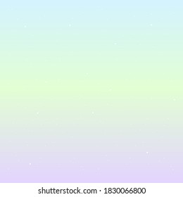 Sunset Sky With Magic Stars Light Blue Light Green Blue Purple Pastel Color Vector Design