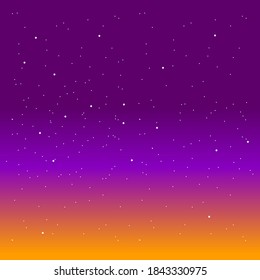 Sunset Sky With Magic Stars Orange  Pink Violet Colorful  Dark Purple Color Vector Design