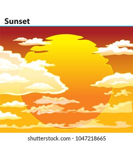 Sunset Sky Scene with many clouds