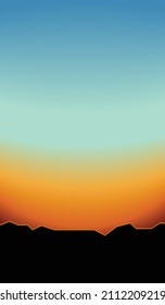 Sunset sky, silhouette hill, mountain