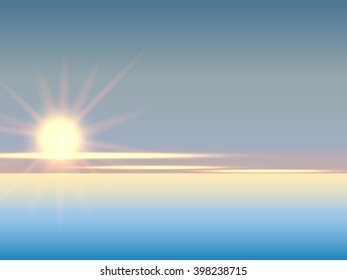 Sunset sky stratosphere background, pictured from plane. Vector illustration.