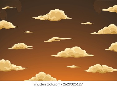 Cielo de la puesta del sol y nube blanca ilustración Sky Scape EPS Vector