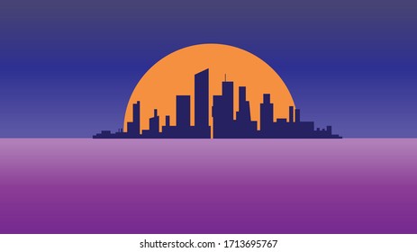 Sunset Skyline. Vintage style background