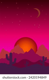 Sunset, solar eclipse, moon, stars, herbs, wonderful nature.