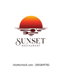  ilustración vectorial de la cuchara de sol para el diseño del logotipo del restaurante