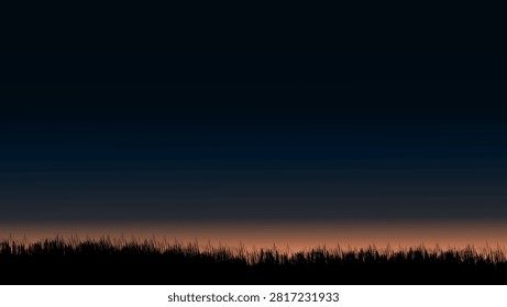 Sunset in the steppe, night sky and already rising sun, color vector illustration