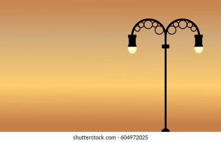 At sunset street lamp scenery vector art