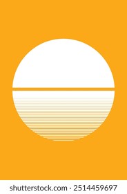Sunset striped backdrop. sunset aesthetic background. sun reflection. white sunset on orange background. vector illustration