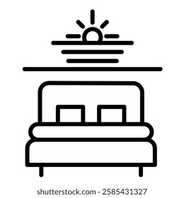 Sunset Suites icon line vector illustration