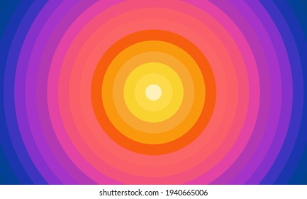 Atardecer de diseño vectorial de fondo de círculo de arte de verano.