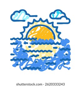 sunset summer doodle icon sketch vector. sunset summer sign. isolated symbol illustration