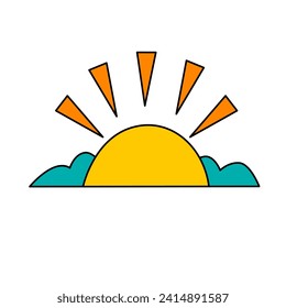 sunset of summer doodles icon set