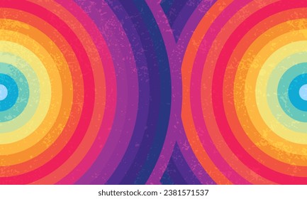 Atardecer del diseño vectorial del fondo vintage del arco iris suave de verano.