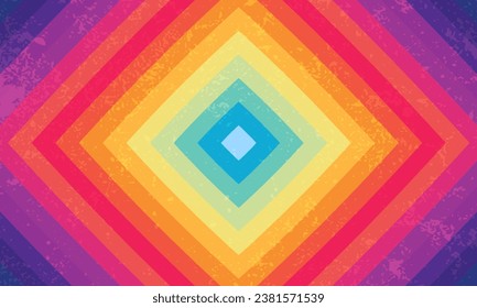 Sunset of Summer smooth rainbow art square vintage background vector design.