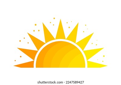 Sunset sun icon isolated on white background. Vector illustration.
