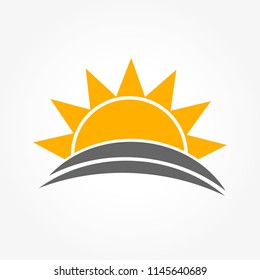 Sunset sun icon. Vector illustration