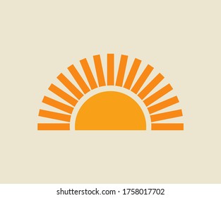 Sunset sun icon. Vector illustration.