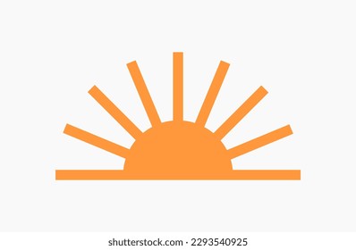 Icono de sol de puesta de sol. Ilustración vectorial.