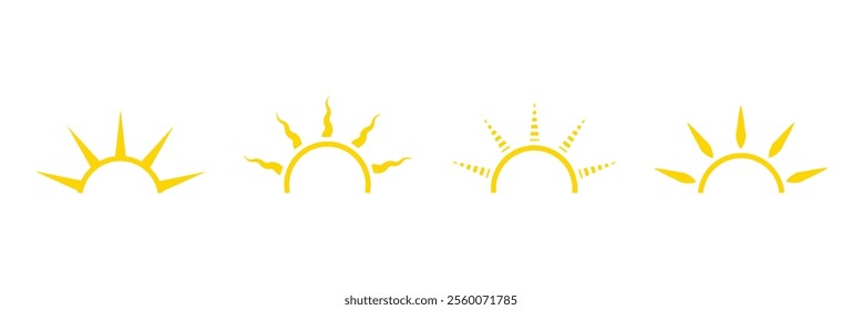 Sunset sun icon. Vector illustration. Half sun icon. 