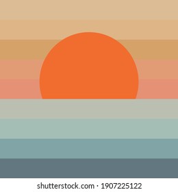 
Sunset sun illustration in flat style