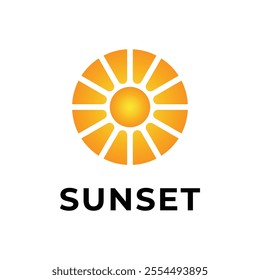 sunset sun logo design concept idea