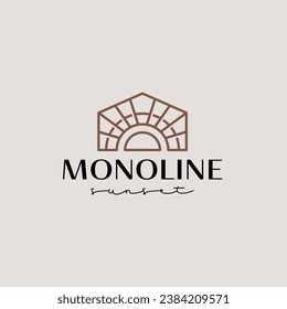 Sunset Sun Monoline Logo Template. Universal creative premium symbol. Vector illustration. Creative Minimal design template. Symbol for Corporate Business Identity