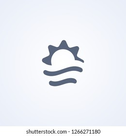 Sunset, Sun and sea , vector best flat icon on white background , EPS 10