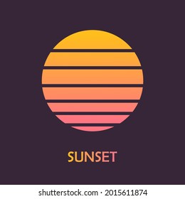 Sunset sun symbol background. Vector illustration.