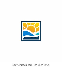 Sunset Sun wave Logo design