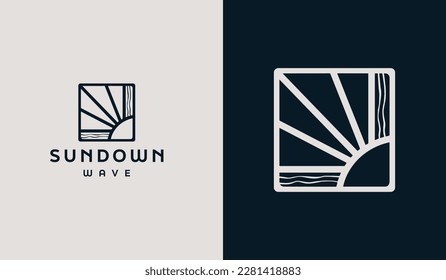 Sunset Sun wave Logo Template. Universal creative premium symbol. Vector illustration