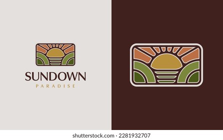 Plantilla de logotipo de ondas solares. Símbolo universal creativo premium. Ilustración del vector