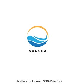 Sunset Sun wave Logo Template. Universal creative premium symbol. Vector illustration