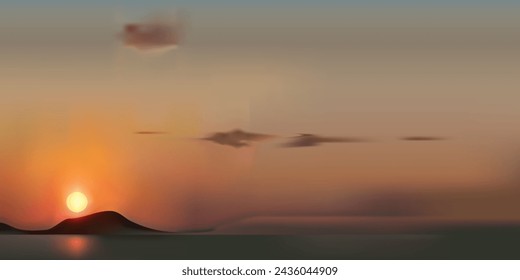 Sunset sunburst vector for design element.