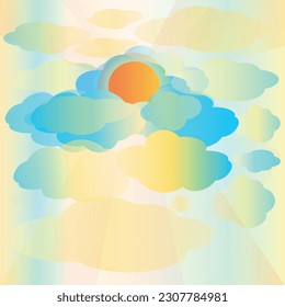 sunset, sunny, sun among the clouds, solar rays, clouds and sun
