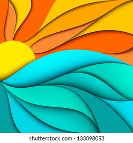 Sunset. Sunrise. Abstract sea waves background