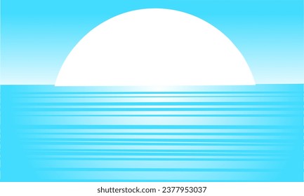 sunset or sunrise in the blue sea vector illustration background