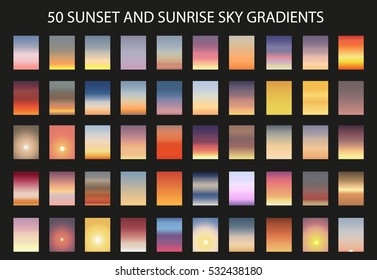 Sunset   sunrise gradient bundle  Sky backgrounds for nature landscapes  Vector poster minimal card templates set  Great for web design as phone wallpapers 